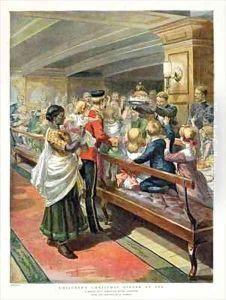 Childrens Christmas Dinner at Sea from the Graphic Christmas Number by Godefroy Durand