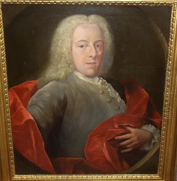 Portrait Of A Gentleman With A
Red Cape, Signed And Dated 'j-m Quinkhard Pinx 1742', Oil On Canvas - view 1