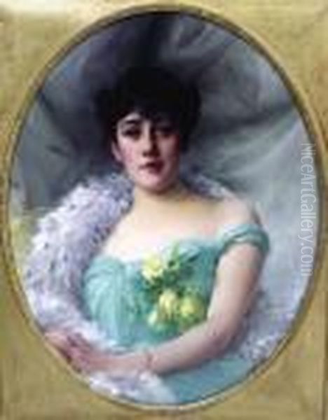 Portrait De Jeune Femme A La Robe Verte - view 1