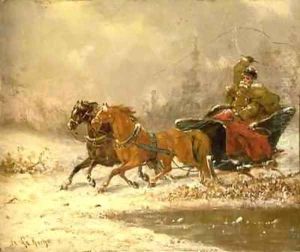 Returning Home in Winter by Charles Ferdinand De La Roche
