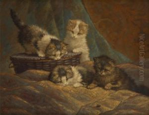 Quatre Chatons Et La Mouche by Cornelis Raaphorst