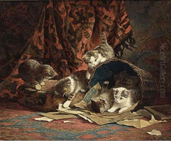 Kittens At Play In A Basket - view 1