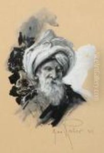 Brustportrait Eines Arabers Mit Weisem Turban by Max Friedrich Rabes