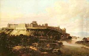 A View of Windsor Castle with Figures and Vessels on the River Thames by Hendrick Danckerts