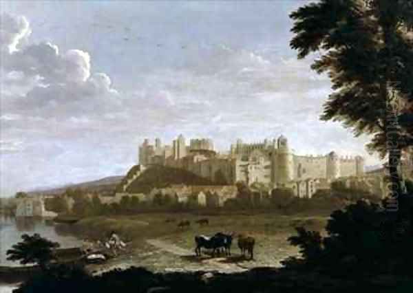 View of Windsor Castle with Cattle and Bathers - view 1