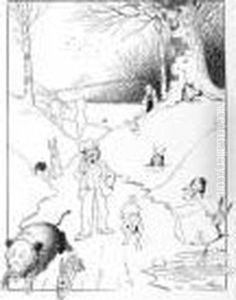Scene Champetre Au Sanglier by Benjamin Rabier