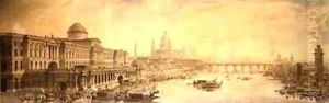 Somerset House St Pauls Cathedral and Blackfriars Bridge by Louis Jean Desprez