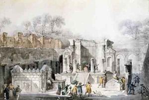 Tourists at the Temple of Isis in the Ruins of Pompeii by Louis Jean Desprez