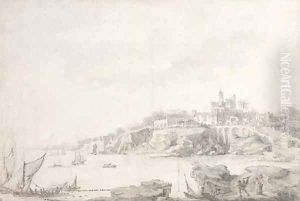 View of the Gulf of Mare Piano, south of Naples, with the village of Mare Piano beyond by Louis Jean Desprez