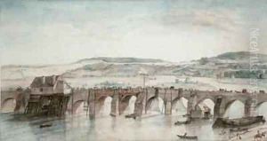 The Two Bridges Saint Cloud and Sevres by Louis Jean Desprez