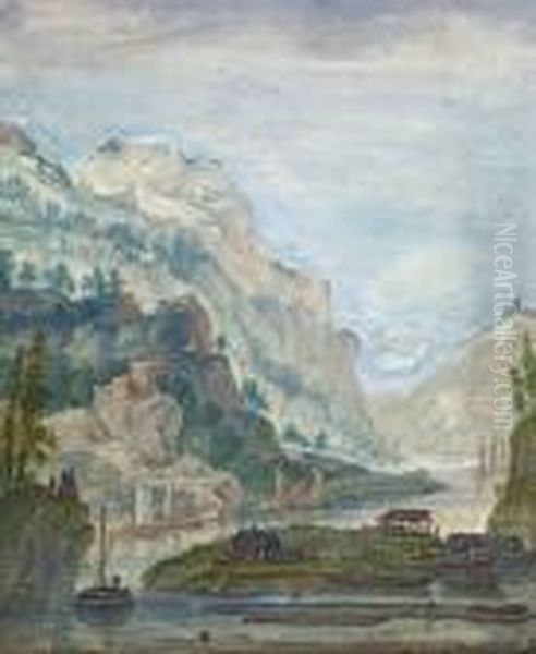 Rheinlandschaft Mit Fahreund Booten - view 1