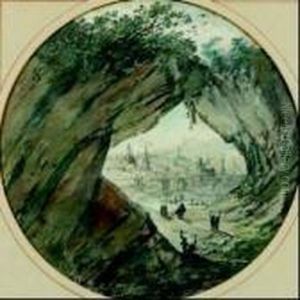 Une Paire De Paysages Fluviaux Animes En Tondo by Abraham Rademaker