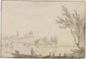 Zugeschrieben - Flusslandschaft Mit Muhle Und Boot by Abraham Rademaker