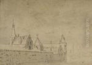 Vue D'une Eglise Et De Quelques
Habitations Pres D'une Riviere; Et Vue D'une Eglise Et D'un Chateau
Entoures De Remparts, Des Bateaux A L'arriere-plan by Abraham Rademaker