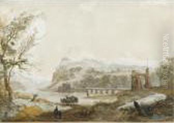 River Landscape With A Cart In The Foreground - view 1