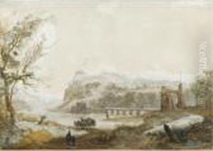 River Landscape With A Cart In The Foreground River Landscape With A Cart In The Foreground