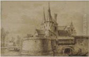 The North Or West Gate At Hoorn by Abraham Rademaker