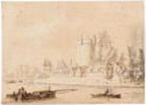 The Castle Of Kuilenberg, On The River Lek by Abraham Rademaker