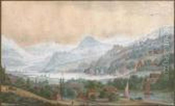 An Extensive Landscape With Vessels On A Lake - view 1