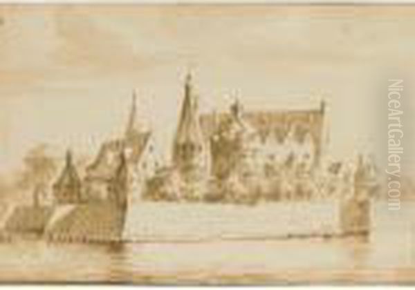 View Of A Moated Castle With Walled Gardens - view 1