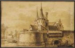 The North Or West Gate At Hoorn by Abraham Rademaker