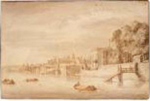 A View Of London, With Arundel House Seen From The River Thames by Abraham Rademaker