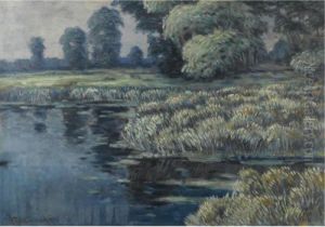 Willows And Reeds In A River Landscape