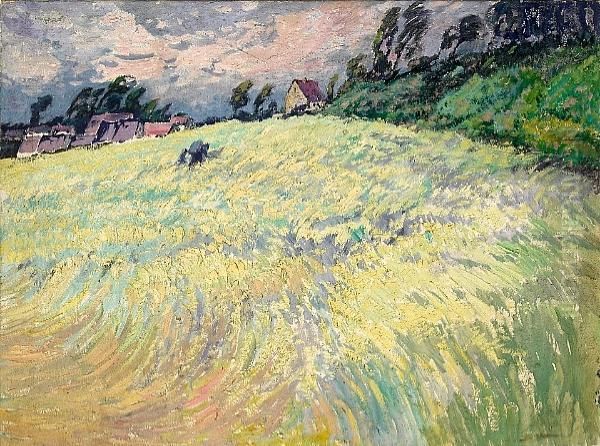 A Wheatfield On A Windy Day - view 1