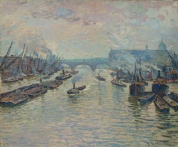 Busy Wharves On The Thames - view 1