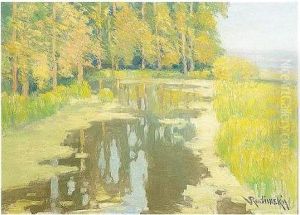 Forest Lake, Signed, Oil On by Vaclav Radimsky