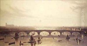 View of the Bridge now building over the Thames at Vauxhall