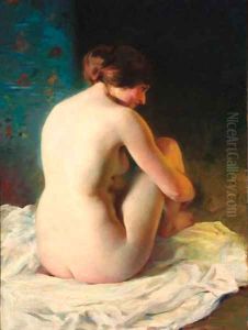 A seated nude by Adrien Louis Demont