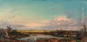 Puszta-landschaft Mit Fischer by Ignaz Raffalt