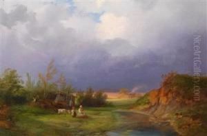 Landschaft Beiaufziehendem Gewitter