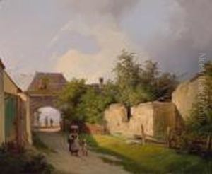 Madre E Bambino Che Stanno Andando A Casa by Ignaz Raffalt