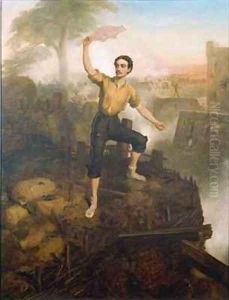 Lieutenant Thomas Adair Butler 1836-1901 earning the Victoria Cross at Lucknow during the Indian Mutiny on 9 March 1858 by Chevalier Louis-William Desanges