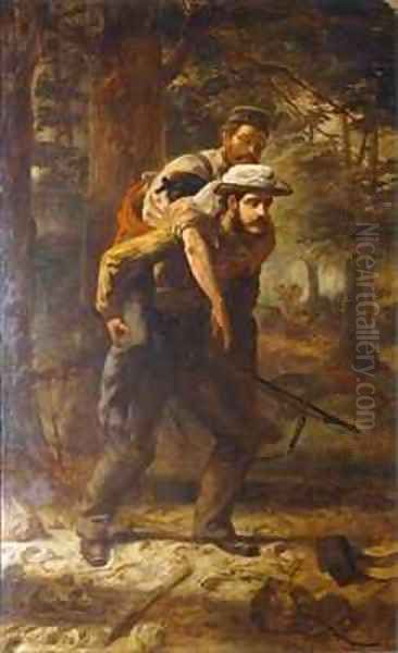 Ross Lewis Mangles 1833-1905 saving a wounded soldier of the 37th Regiment during the Indian Mutiny of 1857 - view 1