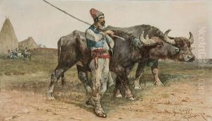 A Herder With Buffalo by Giuseppe Raggio