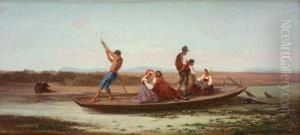 Uomini In Barca Nelle Paludi Pontine by Giuseppe Raggio