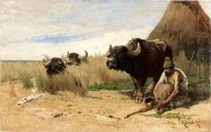 Bufali Nella Palude by Giuseppe Raggio