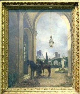 Horses In A Courtyard