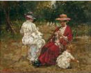 Signore E Bimba Nel Parco