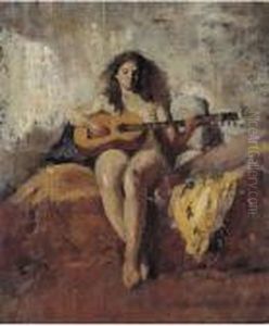 Nudo Femminile Con Chitarra