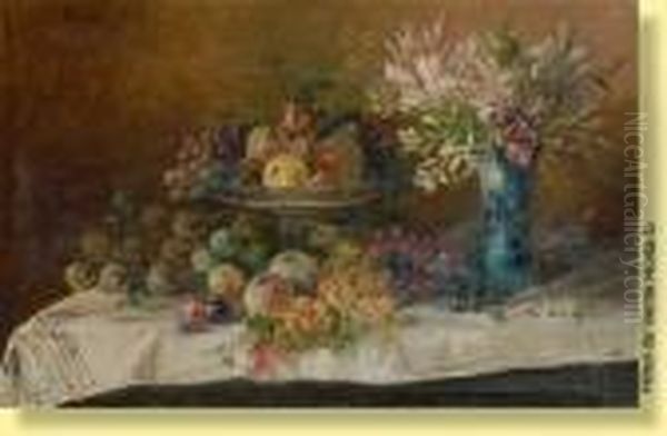 Table Garnie De Fleurs Et De Fruits - view 1