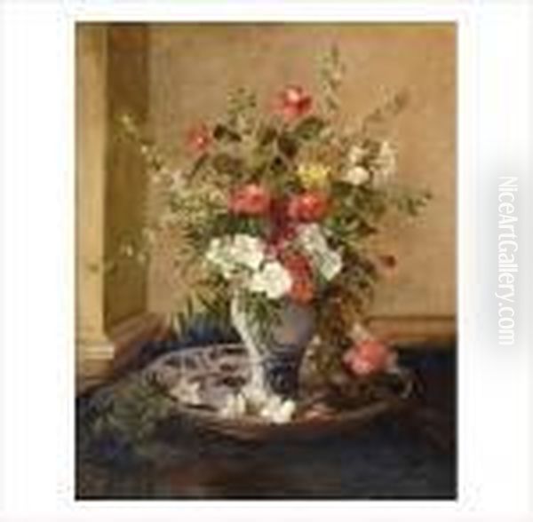 Faience Et Bouquet De Fleurs - view 1