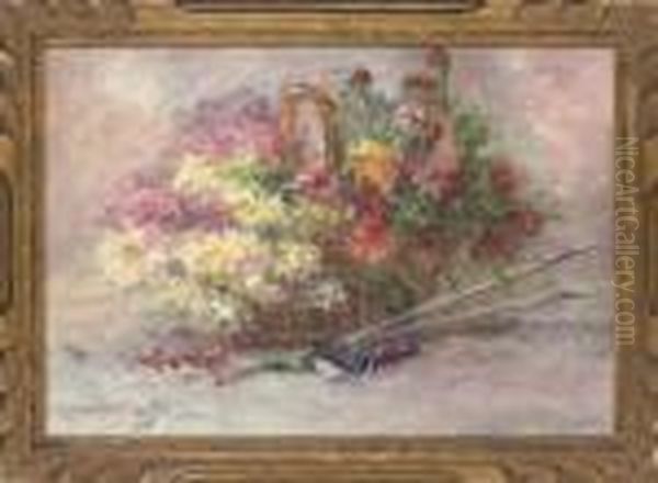 Chrysanthemums In A Basket - view 1