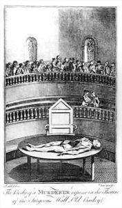 The Body of a Murderer Exposed in the Theatre of the Surgeons Hall Old Bailey London by Dodd, Daniel