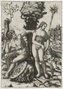 Mars, Venus Und Amor by Marcantonio Raimondi