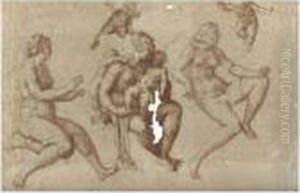 Studio Di Figure Femminili E Fanciulli by Marcantonio Raimondi