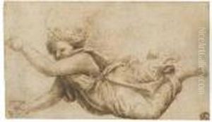 A Flying Angel, After Raphael (recto); A Mountainous Landscape With Houses (verso)